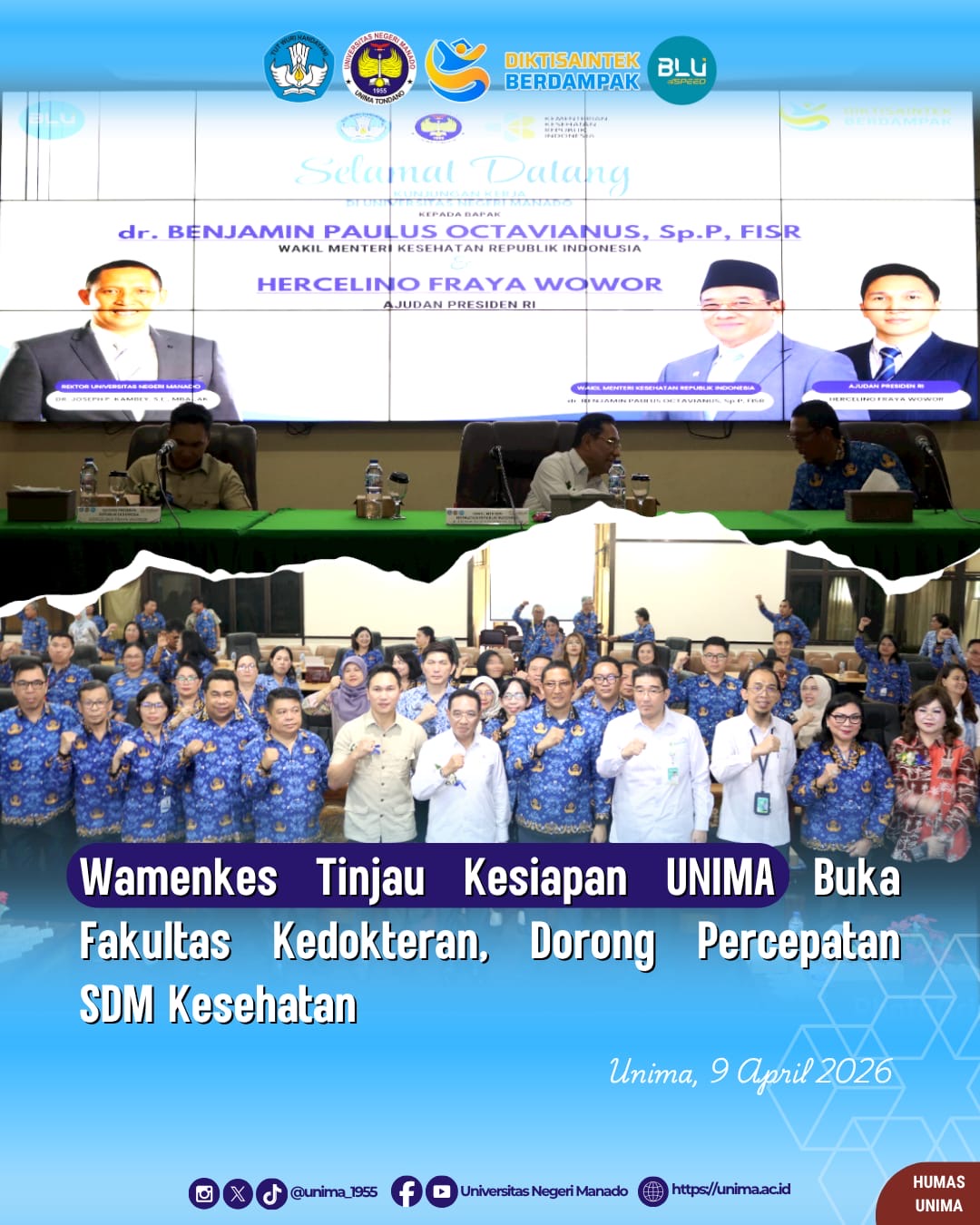 Wamenkes Tinjau Kesiapan UNIMA Buka Fakultas Kedokteran, Dorong Percepatan SDM Kesehatan