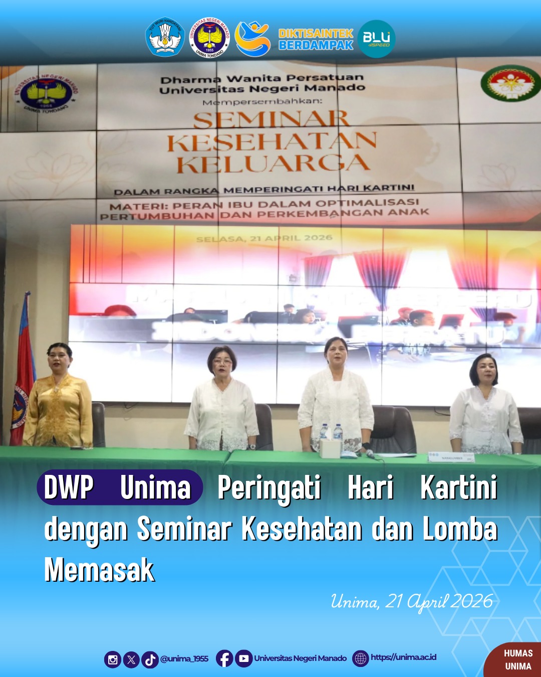 DWP Unima Peringati Hari Kartini dengan Seminar Kesehatan dan Lomba Memasak